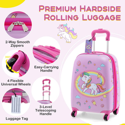 BABY JOY Kids Luggage, 5 Pieces Luggage Set w/ 16" Carry-on Hardshell Spinner Toddler Suitcase, 13" Backpack