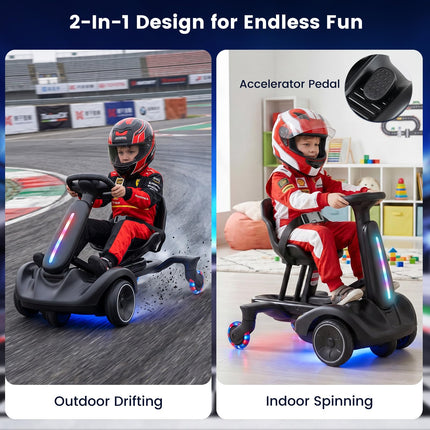 Costzon 6V Ride on Drift Car with 360-Degree Spin(with Lights)
