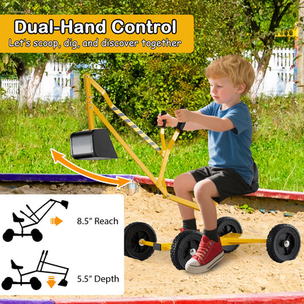 Costzon Sand Digger Outdoor Heavy Duty Metal Excavator with 360° Swivel Seat and 4 Wheels