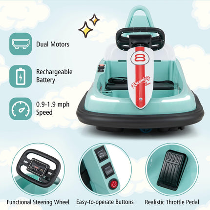 Costzon Bumper Car for Toddler 1-3, 6V Electric Kids Bumper Cars with 360° Spin, Kids Bumper Ride on Car for Boys Girls Gift