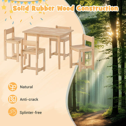 Costzon Kids Table and Chairs 5 Pieces Rubber Wood