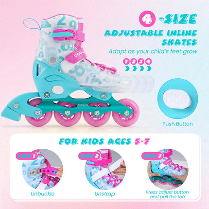 BABY JOY Inline Skates 4 Sizes Adjustable Kids Roller Blades
