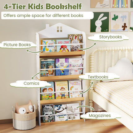 Costzon 4-Tier Kids Bookshelf Wall Mounted
