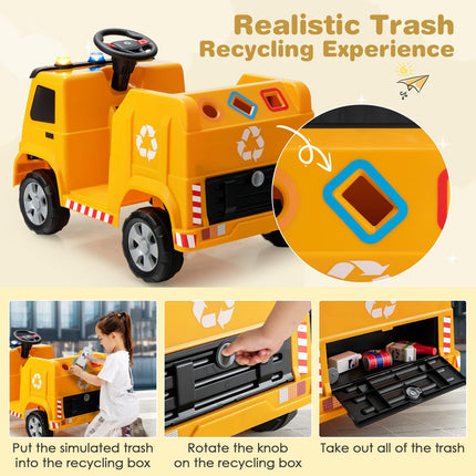 Costzon Ride on Car, 12V Battery Powered Recycling Garbage Truck w/Remote Control