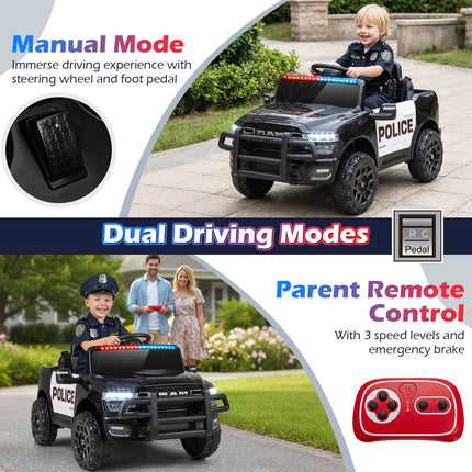 Costzon 12V Police Car Ride On Licensed RAM Kids Electric Vehicle