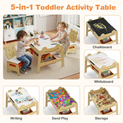 Costzon Kids Table and Chairs Multifunctional Art Desk Set (27.5” x 24” x 20”)