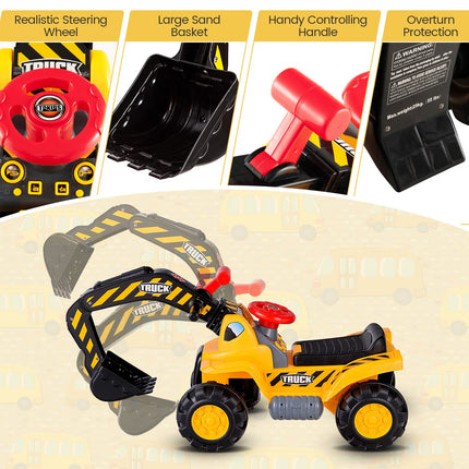Costzon Ride On Excavator Kids Excavator Digger Bulldozer W/Safety Helmet