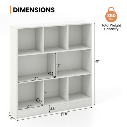 Costzon 7-Section Bookcase for Kids, Wooden Toy Storage Organizer for Books Toys