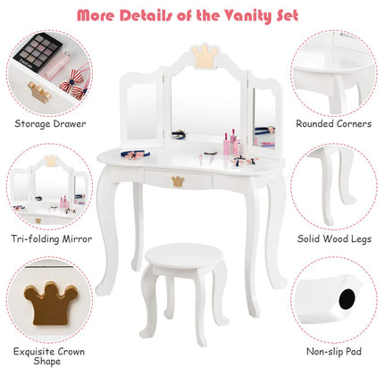 Costzon Kids Vanity Table and Chair Set