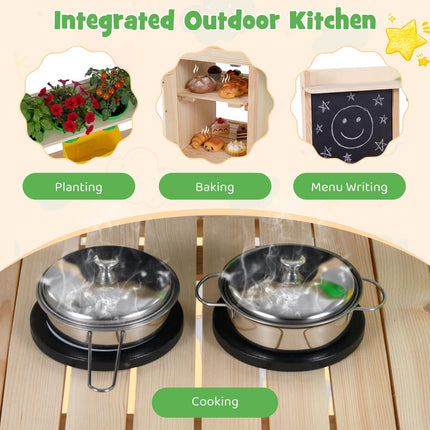 Costzon Mud Kitchen Wooden Toddler Pretend Cooking Playset