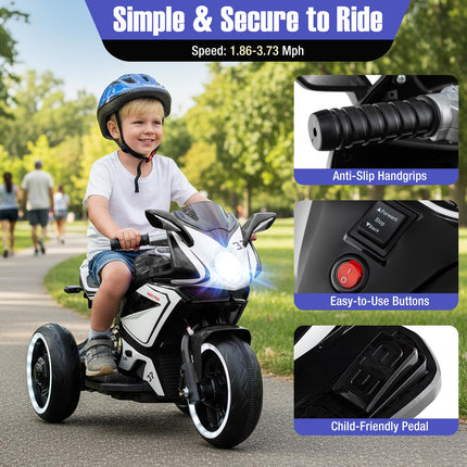 Costzon Toddler Motorcycle with LED Lights 6V Battery Powered Kids Motorcycle
