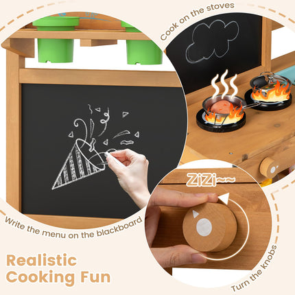Costzon Mud Kitchen Toddler Wooden Pretend Playset