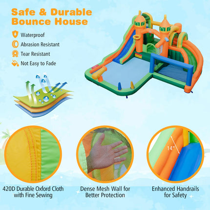 BOUNTECH Inflatable Water Slide Park, 9 in 1 Mega Waterslide Bounce House for Outdoor w/Dual Slides