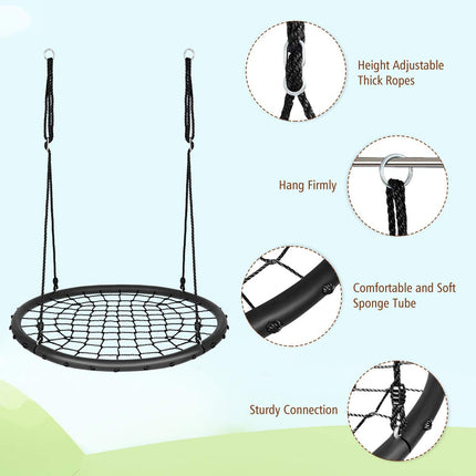 Costzon 40'' Spider Web Tree Swing Set, Kids Outdoor Round Net Swing Platform Rope Swing
