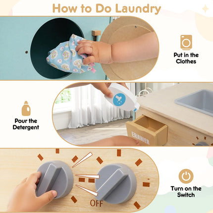 Costzon Kids Washer Playset Toy Washing Machine w/Laundry Detergent & Hand Sanitizer