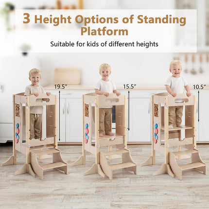 Costzon Foldable Toddler Step Stool Chalkboard & Montessori Games