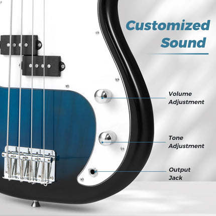 Costzon Electric Bass Guitar 46” 4 String Full Size Beginner Bass Guitar Kit