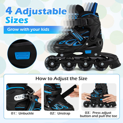 Costzon Inline Skates 4 Sizes Adjustable Kids Roller Blades