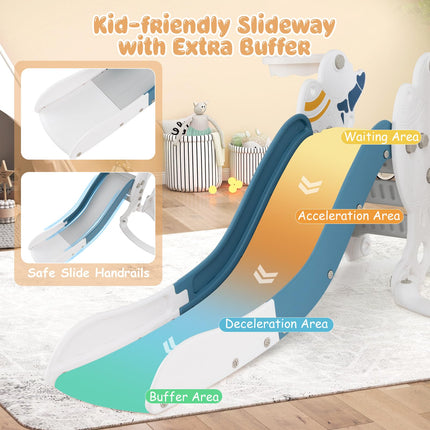 Costzon 4 in 1 Toddler Slide and Swing Set, Rocket Indoor Outdoor Baby Swing w/Slide