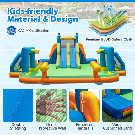 BOUNTECH Inflatable Water Slide, 19x17FT Mega Waterslide Park Dual Long Slides for Racing Fun w/Dual Climbing Wall