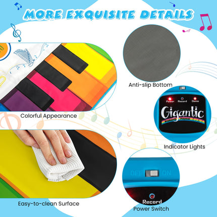 Costzon Floor Piano Mat for Kids & Toddlers w/24 Keys 8 Instrument Sounds 10 Songs
