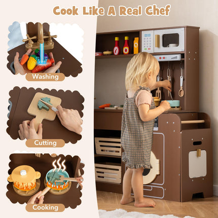Costzon Corner Kitchen Playset Kitchen Toy Set w/Real Lights & Sounds