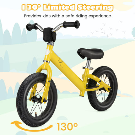 Costzon Toddler Balance Bike, No Pedal 12” Training Bicycle for 3+ Years Old Kids with Rubber Tires and Height Adjustable Handlebar & Seat