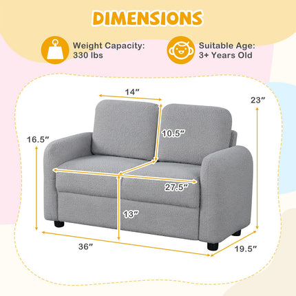 Costzon Kids Couch| Toddler Armrest Chair w/Teddy Fleece Upholstery & Solid Wooden Frame