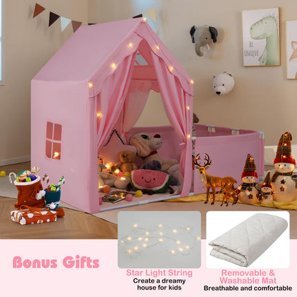 Indoor Large Toddler Pretend Playhouse w/Playpen Door Curtains Viewing Windows