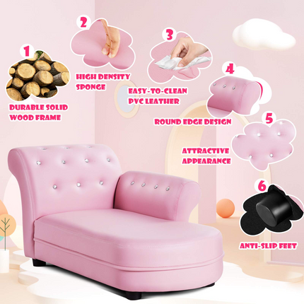 Costzon Kids Sofa, Toddler Couch, Toddler Furniture Kids Couch, Children Chaise Lounge