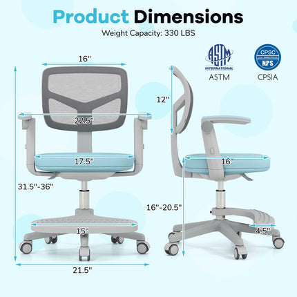 Costzon Kids Desk Chair Student Ergonomic Computer Chair with Wheels