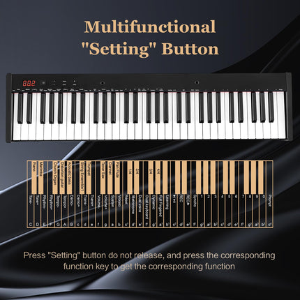 Costzon 61 Key Keyboard Piano, Portable Electric Piano Keyboard for Beginners with Semi-weighted Keys