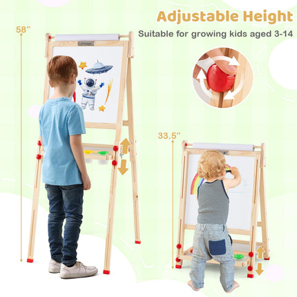 Costzon Wooden Art Easel for Kids 3 in 1 Height Adjustable Foldable Easel