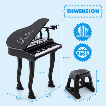 Costzon Kids Piano, 37 Key Mini Grand Piano Toy Keyboard, Portable Electronic Piano Educational Musical Instrument Toy