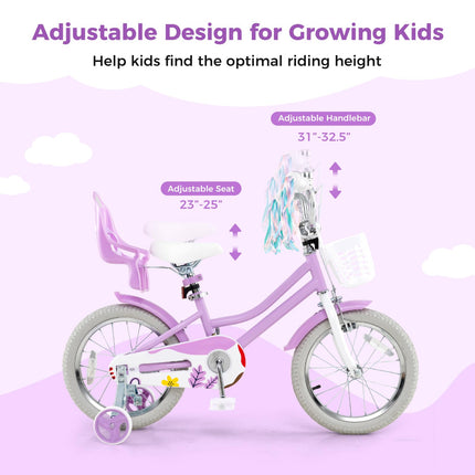 BABY JOY Kids Bike, 12 14 16 18 Inch Children Bicycle, 95% Pre-Assembled Girls Bike