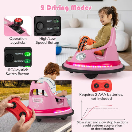 Costzon Bumper Car for Kids, 12V Toddler Bumper Car W/Remote Control & Dual Joysticks, Ride on Bumper Car for Boys Girls Gift