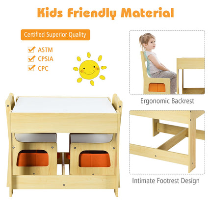 Costzon 3 in 1 Wooden Activity Table with Storage Drawer