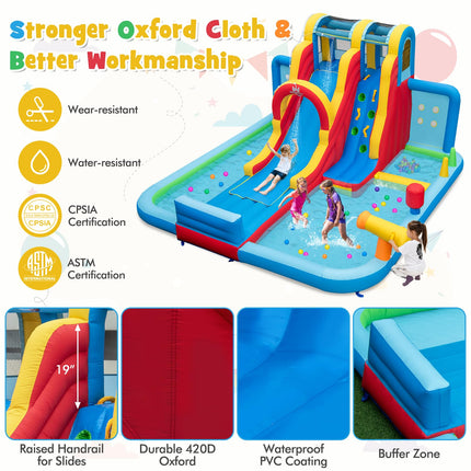 BOUNTECH Inflatable Water Slide, 14 x13FT Kids Mega Waterslide Park w/Super Long Slide for Racing Fun
