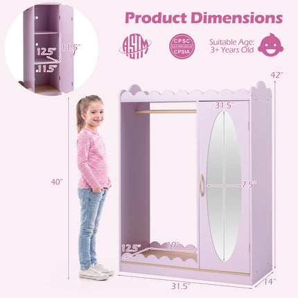 Costzon Kids Dress Up Storage with Mirror Toddler Wardrobe Closet