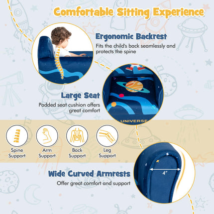 Costzon Kids Sofa, Children Armrest Chair with Pattern, Toddler Furniture with Sturdy Wood Construction for Boys & Girls