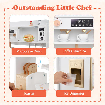 Costzon Kids Kitchen Playset Toddler Wooden Pretend Playset