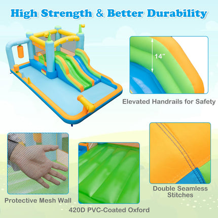 BOUNTECH Inflatable Water Slide, Boxing Themed Water Bounce House with Double Waterslides for Kids Backyard