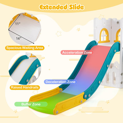 BABY JOY Toddler Slide 6-in-1 Indoor Kids Slide Playset