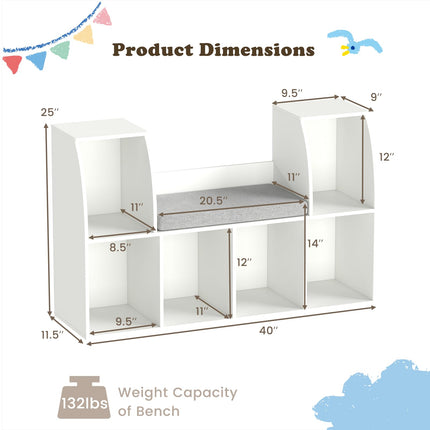 Costzon Kids Bookshelf with Reading Nook 40" Toy Storage Organizer