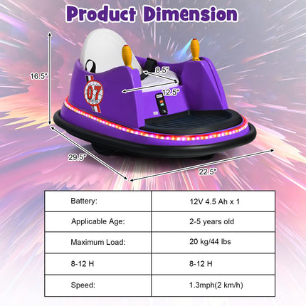 Costzon Bumper Car for Kids, 12V Battery Powered Bumping Car w/Remote Control, Dual Joysticks