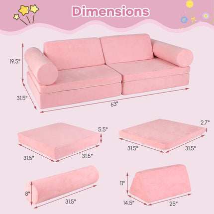 Costzon 8 Pcs Modular Kids Play Couch for Building Fort Gift for Boys Girls 3+