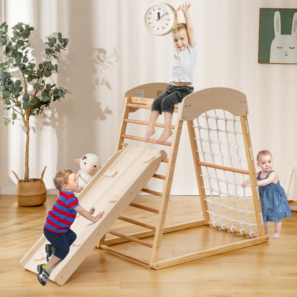 Costzon 6-in-1 Indoor Jungle Gym, Montessori Climbing Toys for Toddlers with Double-Sided Ramp