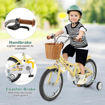 BABY JOY Kids Bike, 16 Inch Retro Child Bike for 3-8 Years Old, Boys Girls Kids Bicycle