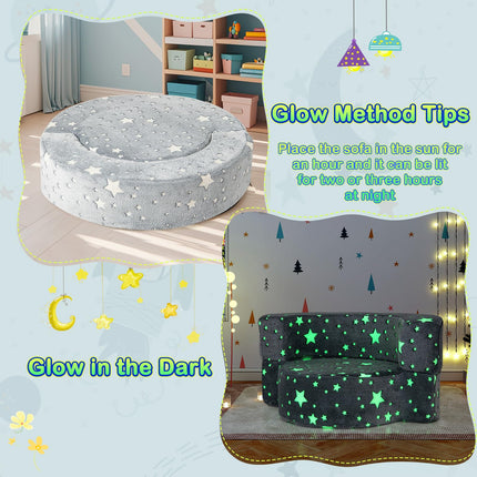 Costzon 2 in 1 Convertible Glow in The Dark Kids Sofa with 8-inch Sitting Cushion