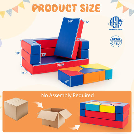 Costzon Kids Play Couch 4 in 1 Multifunctional Foam Climbing Blocks